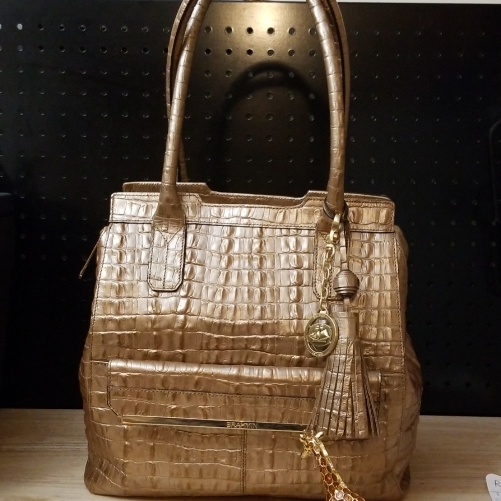 Brahmin Tucker  Satchel  Croc Embossed Leather